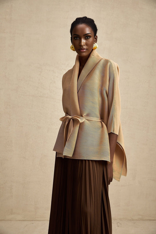 Alina Brown & Khaki Skirt Top Set