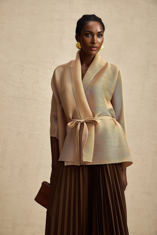 Alina Brown & Khaki Skirt Top Set