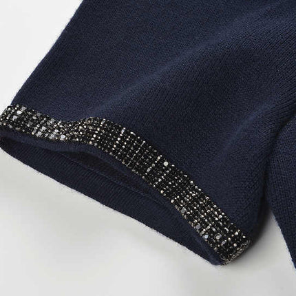 Alina Deep Navy Blue Two Piece Suit with Decorative Buttons and Embellishments