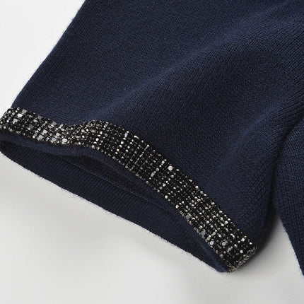 Alina Navy Blue Two Piece Suit with Decorative Buttons and Embellishments