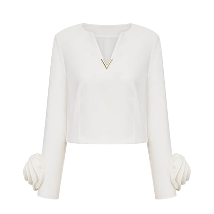 Alina White 3D Petal Embellished Skirt Top Set