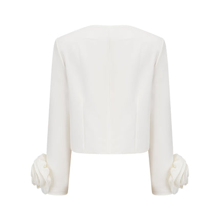 Alina White 3D Petal Embellished Skirt Top Set