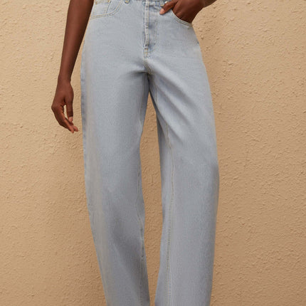 Alix Light Blue Denim Wide Leg Jeans for women in Blue color