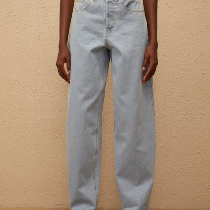 Alix Light Blue Denim Wide Leg Jeans 100% Cotton Lace-Up Detailing
