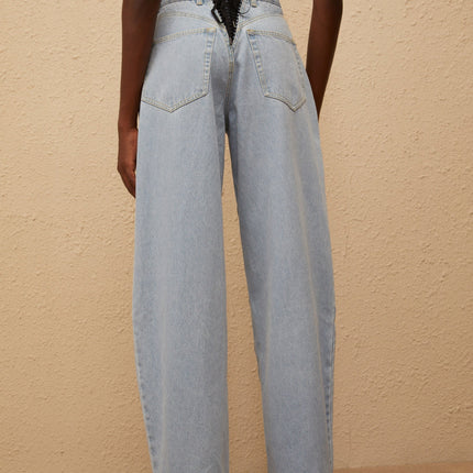 Alix Light Blue Denim Wide Leg Jeans for women