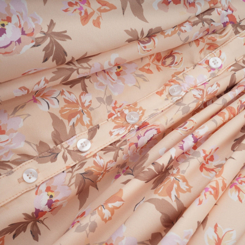 Alizee yellow midi dress with floral print and buttons