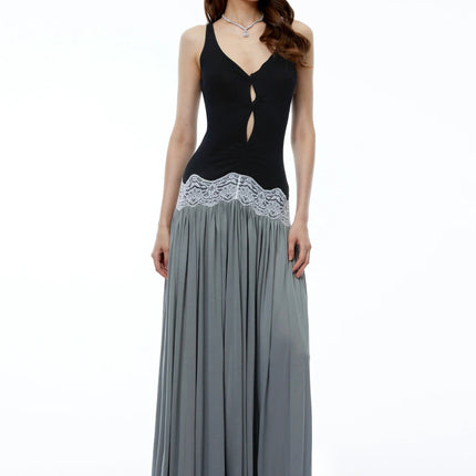 Allegra Black Color Block Sweetheart Maxi Dress