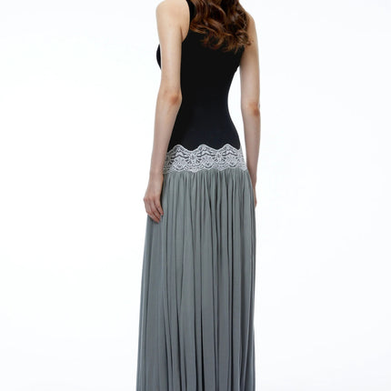 Allegra Black Color Block Sweetheart Maxi Dress