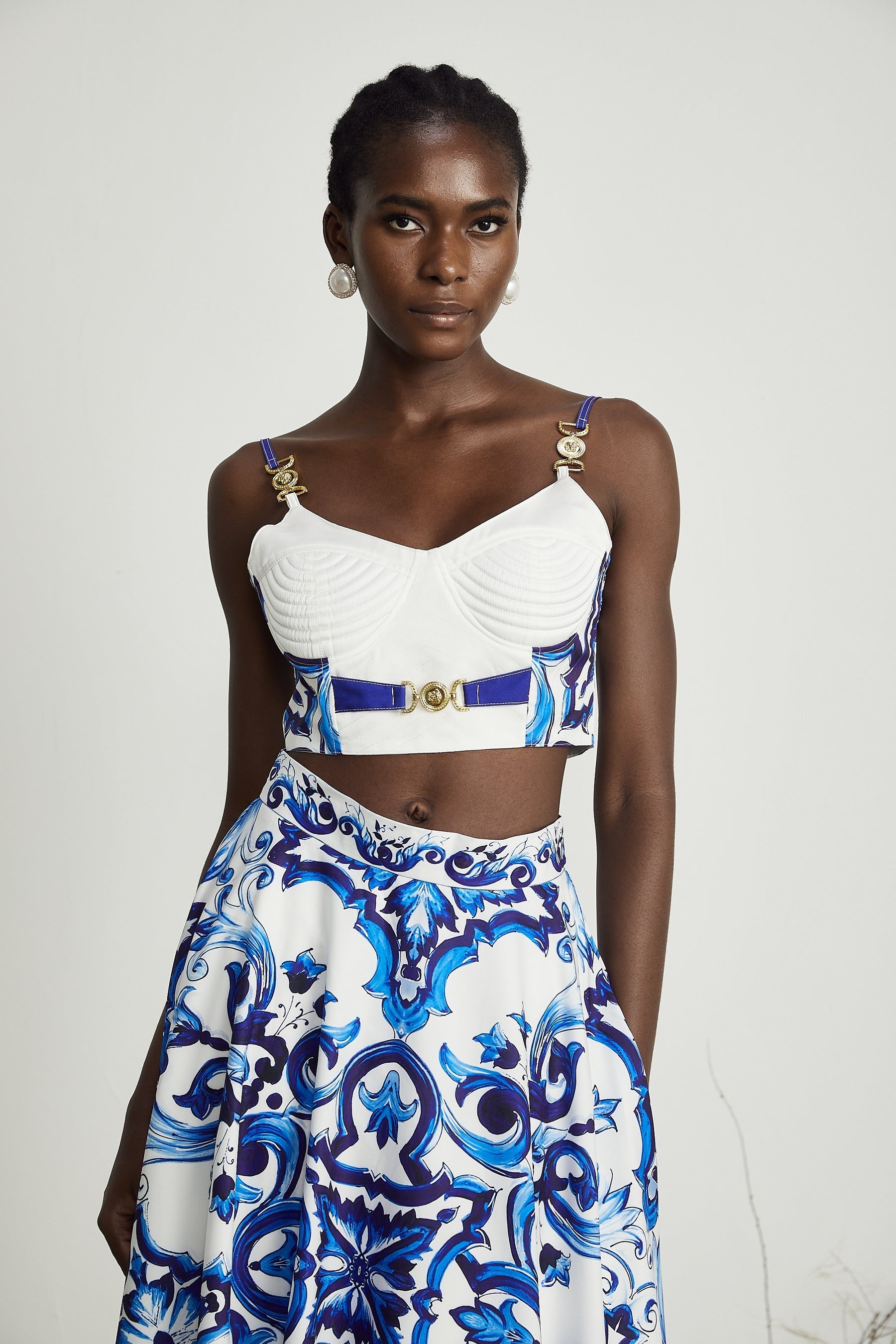 Allegra graphicprinted top  skirt matching set