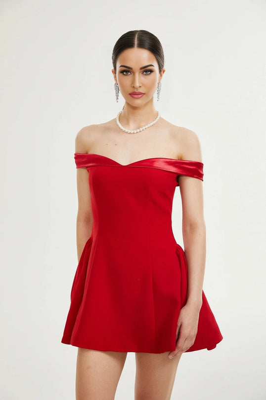 Allison Red Strapless Mini Dress Polyester Spandex Chic Elegance Sophistication Grace