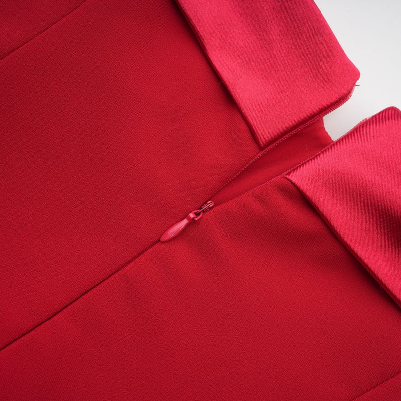 Allison Red Strapless Mini Dress Polyester Spandex Elegant Chic Sophisticated Flared Skirt