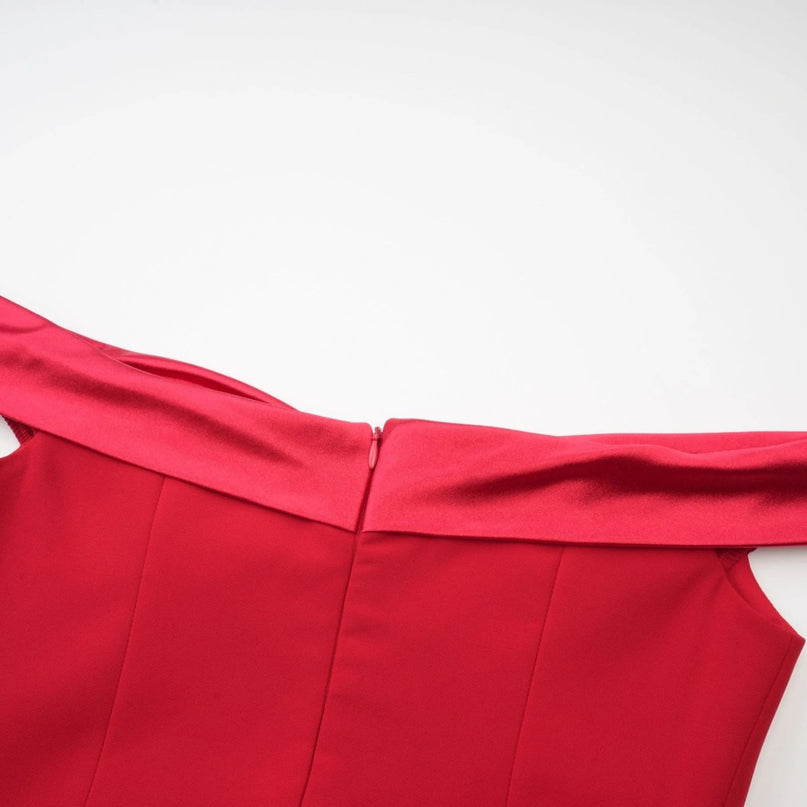 Allison Red Strapless Mini Dress Polyester Spandex Flared Skirt