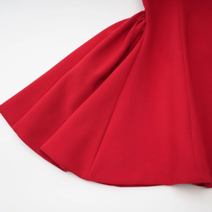 Allison Red Strapless Mini Dress Polyester Spandex Elegant Chic Sophisticated Flared Skirt