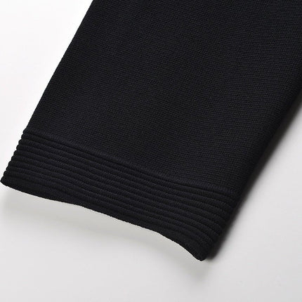 Alma Black Cropped Top and Flared Skirt with Pearl Collar