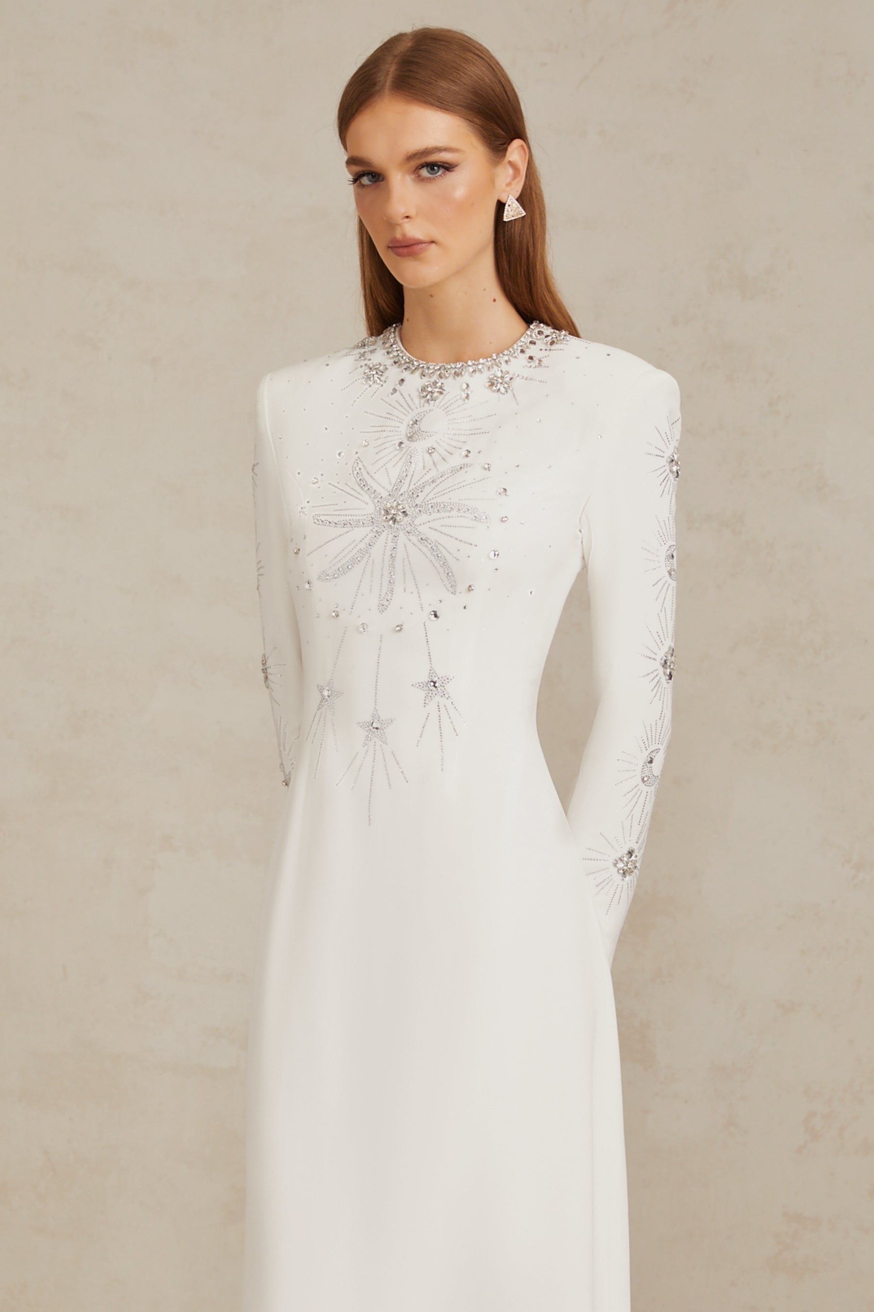 Aloïse White Embellished Maxi Gown