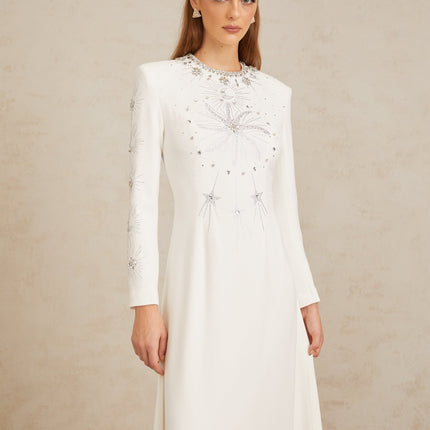 Aloïse White Embellished Maxi Gown