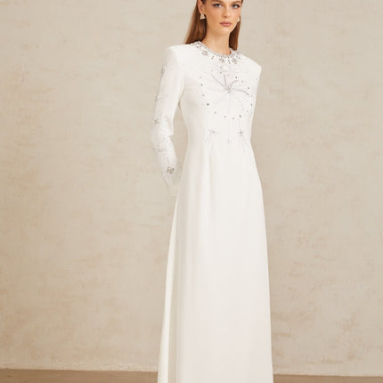 Aloïse White Embellished Maxi Gown