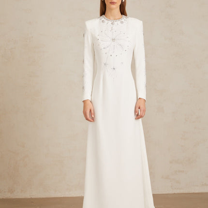 Aloïse White Embellished Maxi Gown