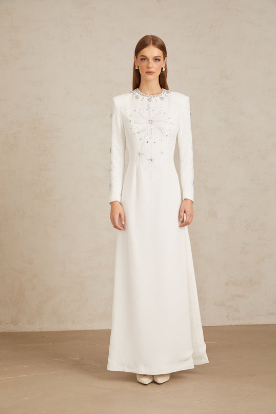 Aloïse White Embellished Maxi Gown