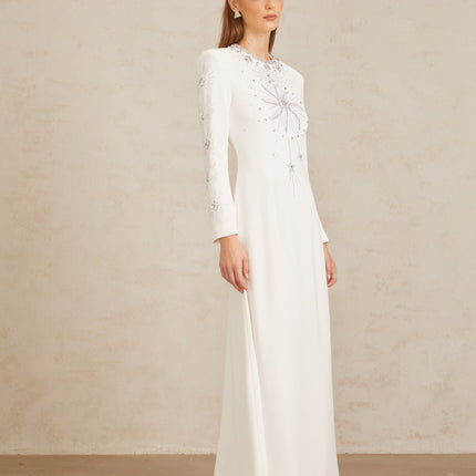 Aloïse White Embellished Maxi Gown