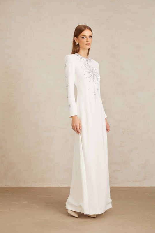 Aloïse White Embellished Maxi Gown