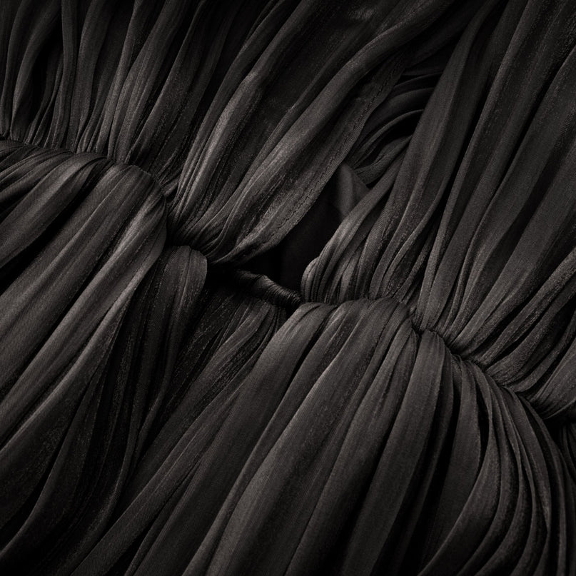 Alyson Black Satin Maxi Dress with Tie-Neck Detail and Dolman Sleeves