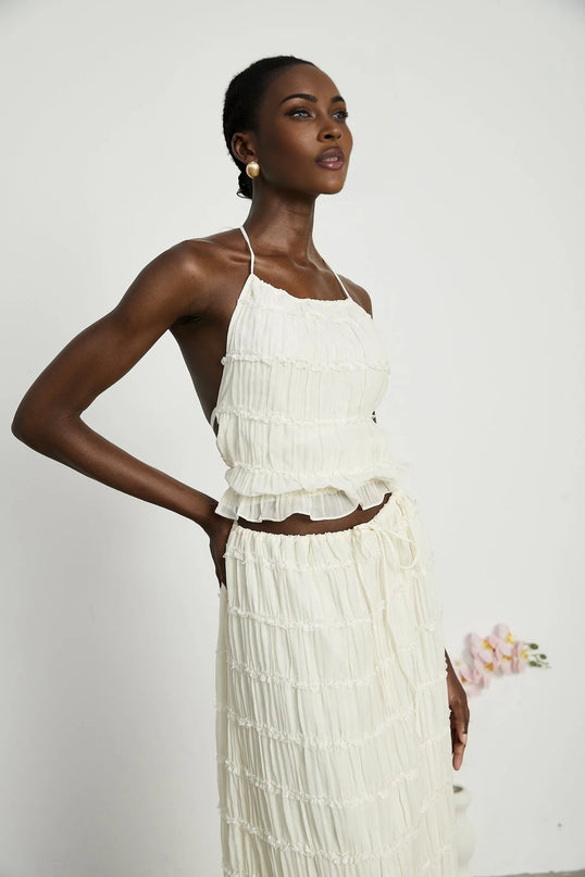 Alyssa pleated top  skirt matching set