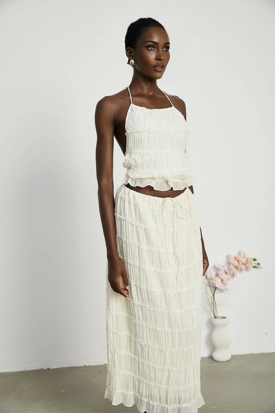 Alyssa pleated top  skirt matching set