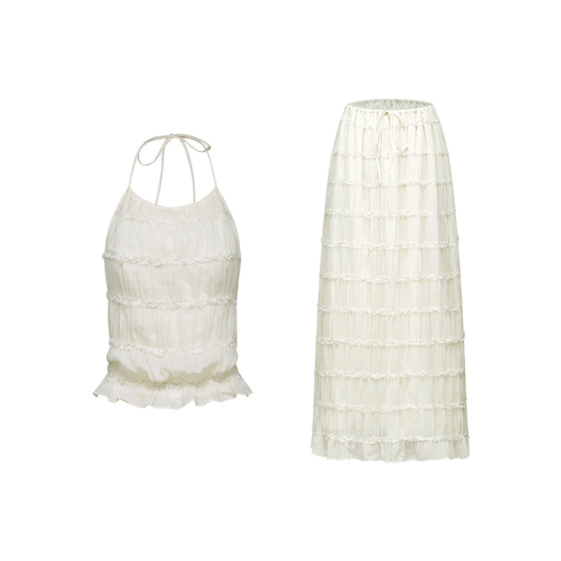 Alyssa pleated top  skirt matching set