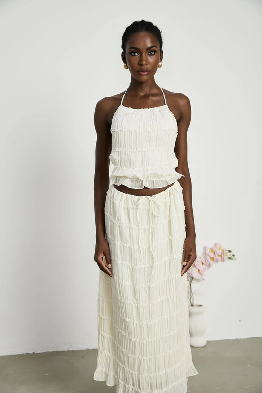 Alyssa pleated top  skirt matching set