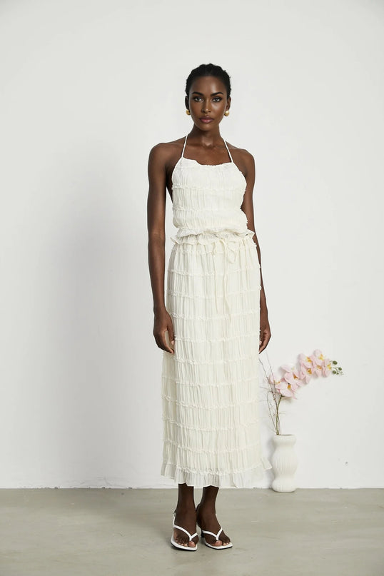 Alyssa pleated top  skirt matching set