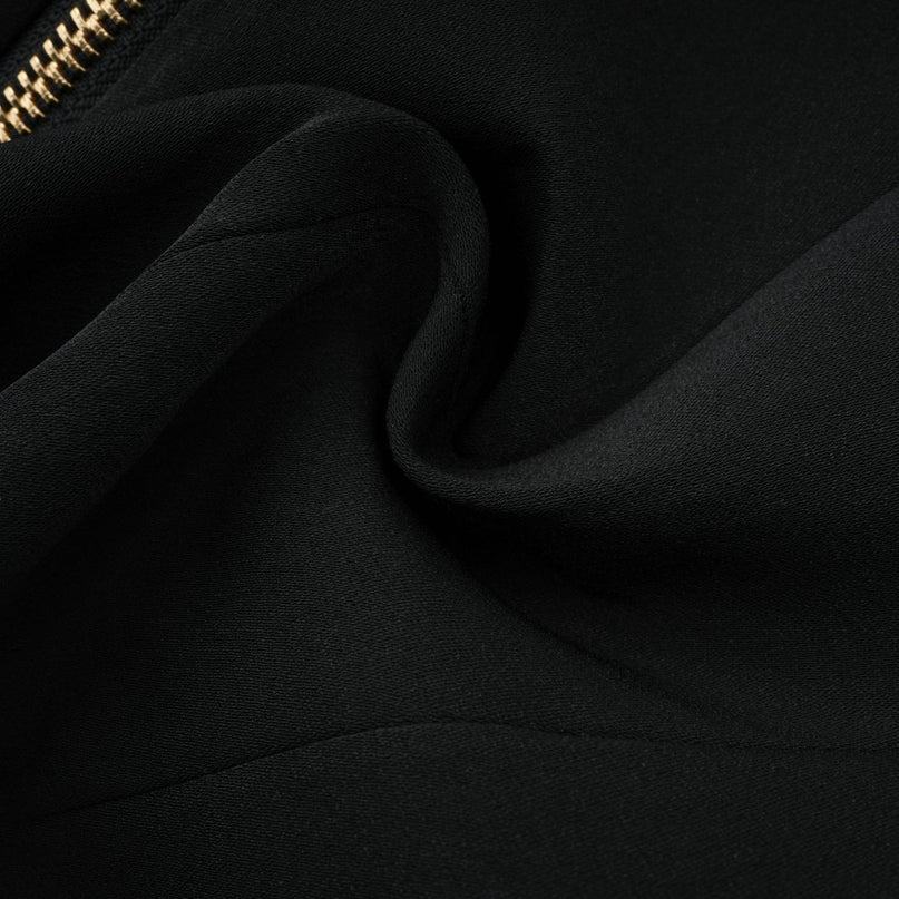 Amabile Black Sleeveless Halterneck Top with Embossed Gold-tone Buttons and Peak Lapels
