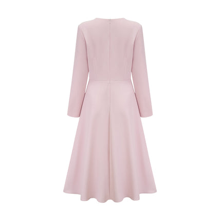 Amabile Pink Midi Dress with Bowknot Detailing