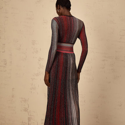 Amabile Red Striped Sequin Maxi Dress