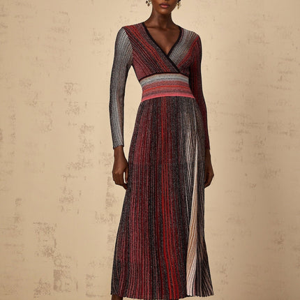 Amabile Red Stripe Sequin Maxi Dress