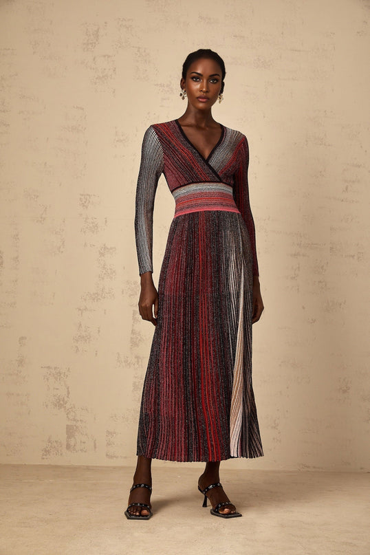 Amabile Red Stripe Sequin Maxi Dress