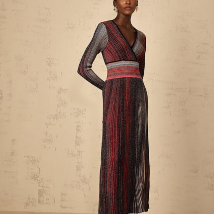 Amabile Red Stripe Sequin Maxi Dress