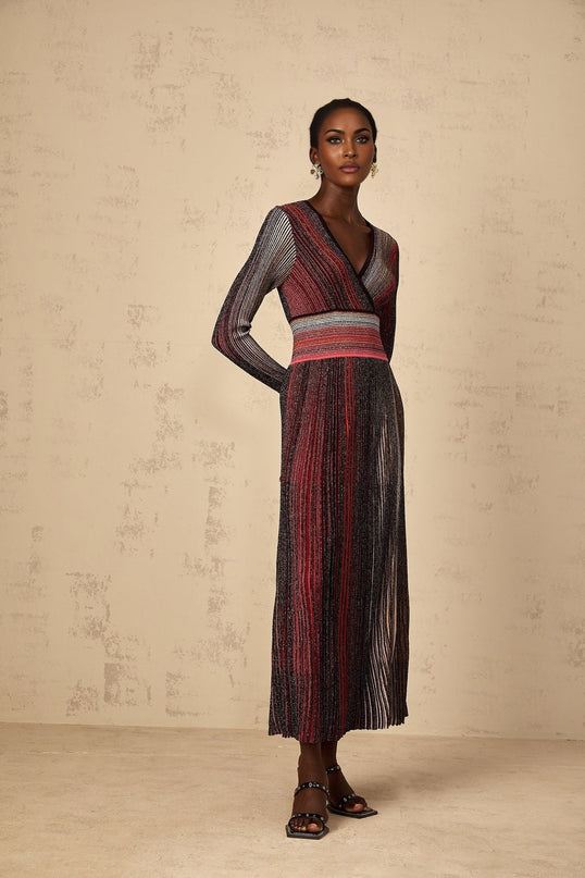 Amabile Red Stripe Sequin Maxi Dress
