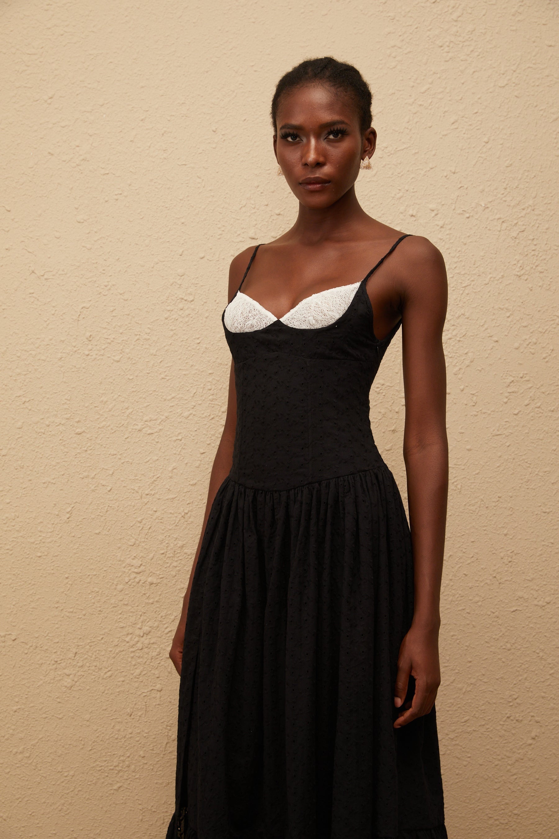 Amalia Black Embroidered Corset Maxi Dress