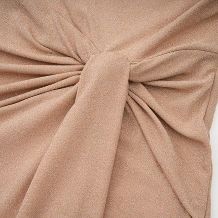 Amalia Metallic Gold Maxi Dress with Twist Knot and Draped Design