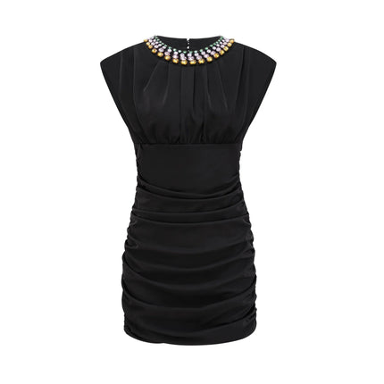 Amari Black Crystal Embellished Mini Dress