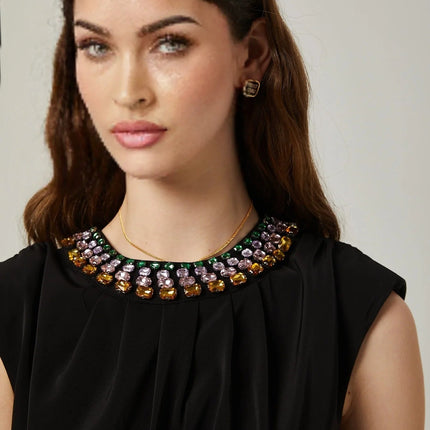 Amari Black Crystal Embellished Ruched Mini Dress