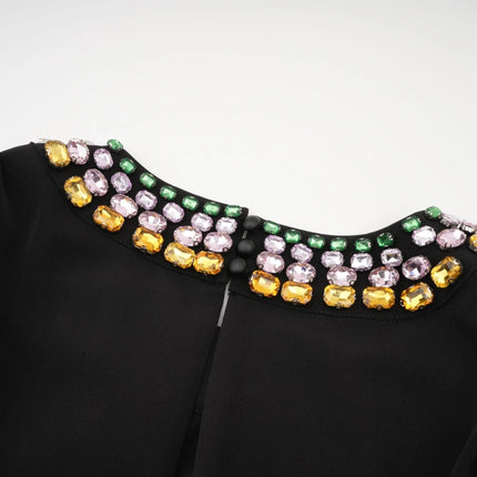 Amari Black Crystal Embellished Ruched Mini Dress
