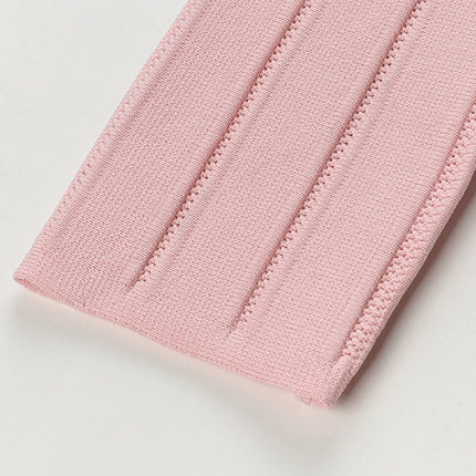 Amari Soft Pastel Pink Knit A-line Dress with Decorative Buttons and Pleated Texture