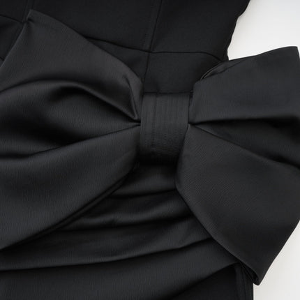 Amaya Black Strapless Mini Dress with Bow Detail and Asymmetric Hem