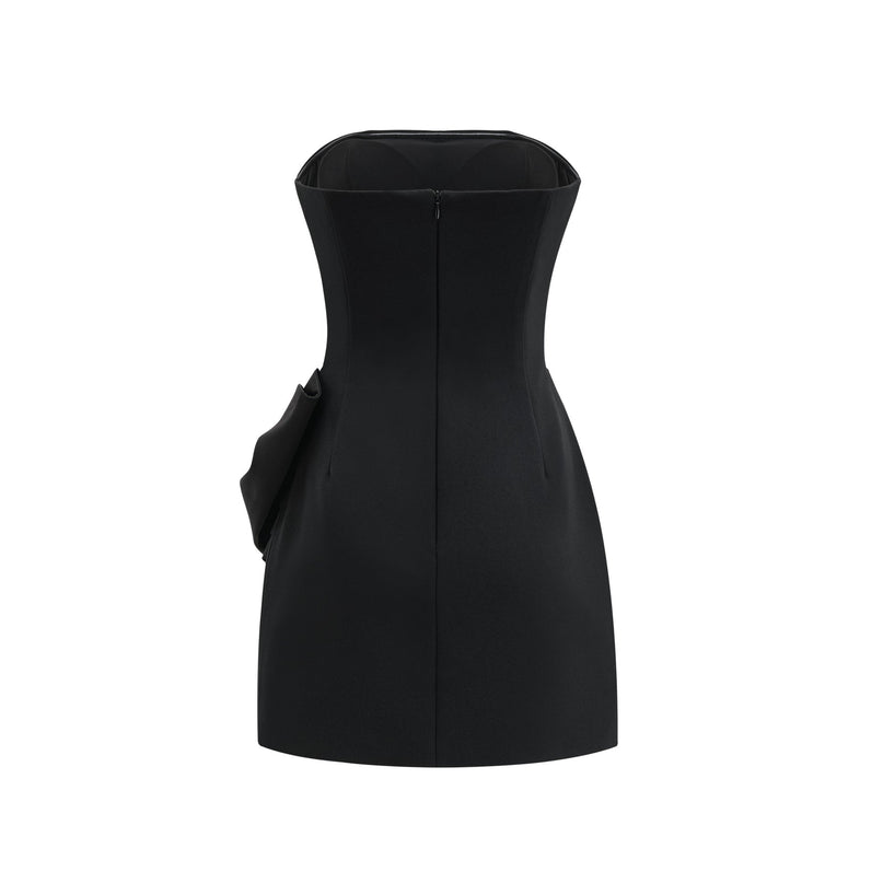 Amaya Black Strapless Mini Dress with Bow Detailing