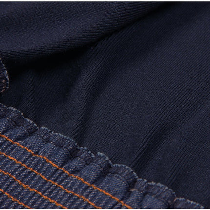 Amaya Blue Knit and Denim Zip-Up Jacket with Buttoned Pockets