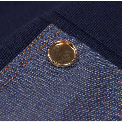 Amaya Blue Knit and Denim Zip-Up Jacket