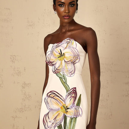 Ambra White Floral Embroidered Sequin Mini Dress