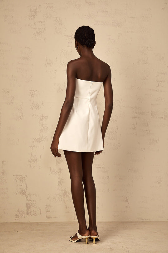 Ambra White Floral Embroidered Sequin Mini Dress